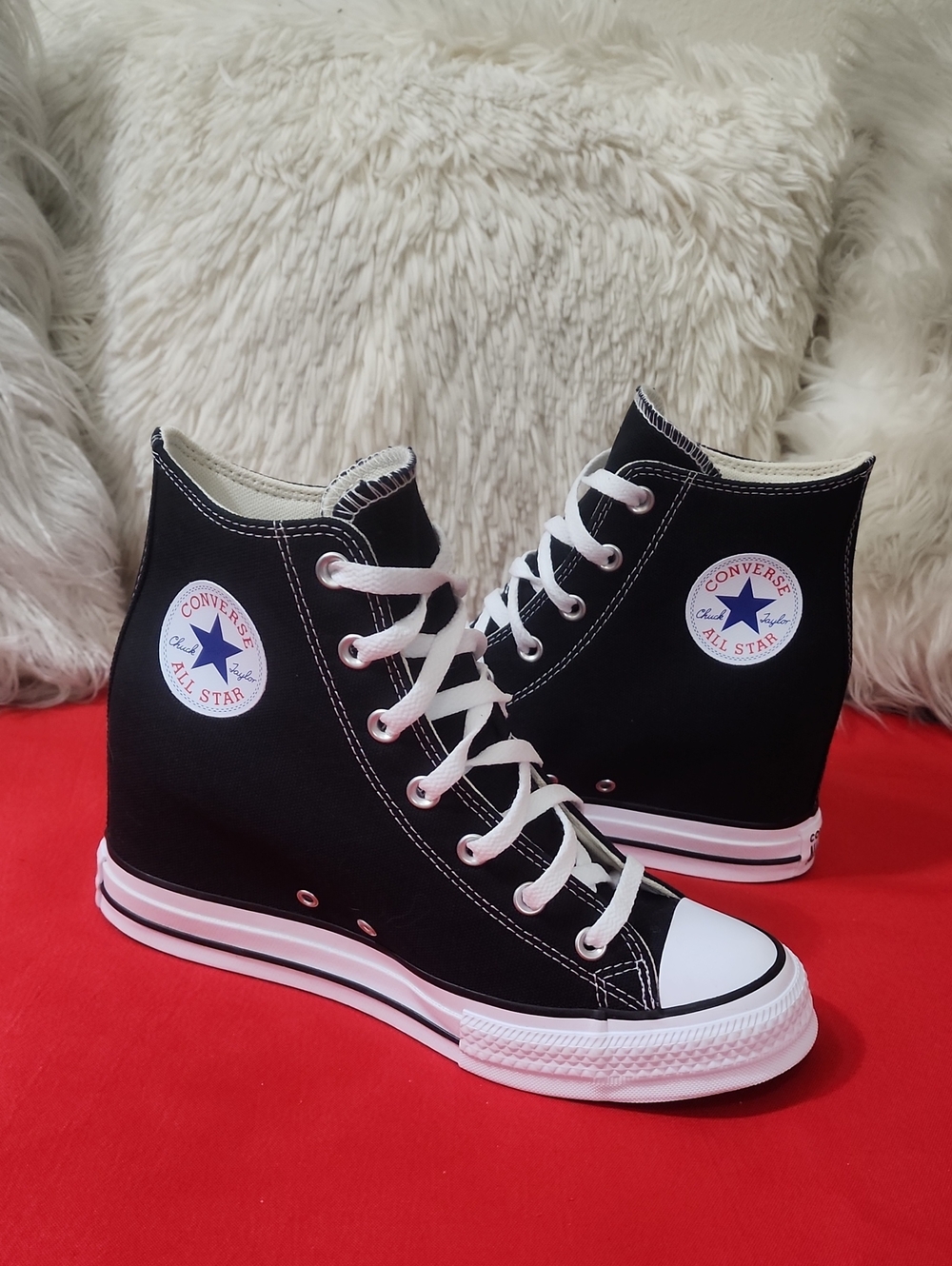 Converse Black and White High-Top Wedge Sneakers for Women